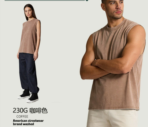 Mens washed cotton - washed, sleeveless