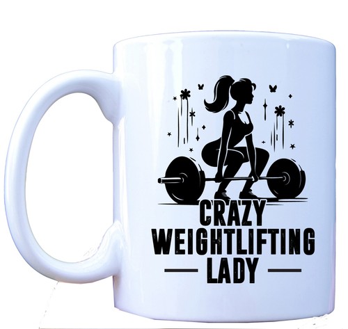 Crazy weightlifting lady mug - crazy,